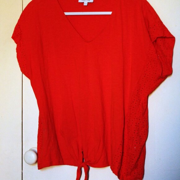 My Style - Red Cotton Top With Short Sleeves, XL - Picture 1 of 10